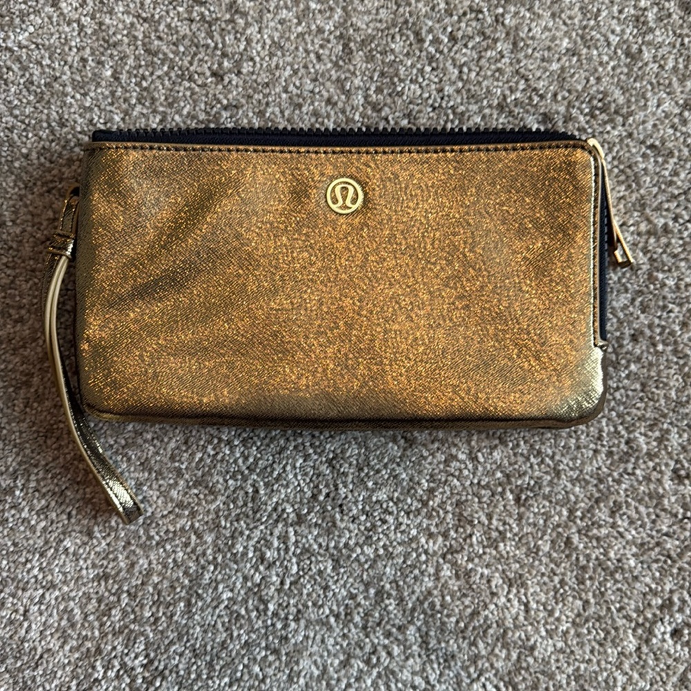 lululemon athletica Shimmering Gold Wristlet